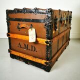 Late 19th Century Oak Banded Storage Travel Trunk / Chest