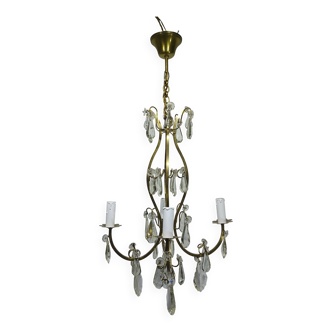 Lustre 4 lumières en bronze et cristal