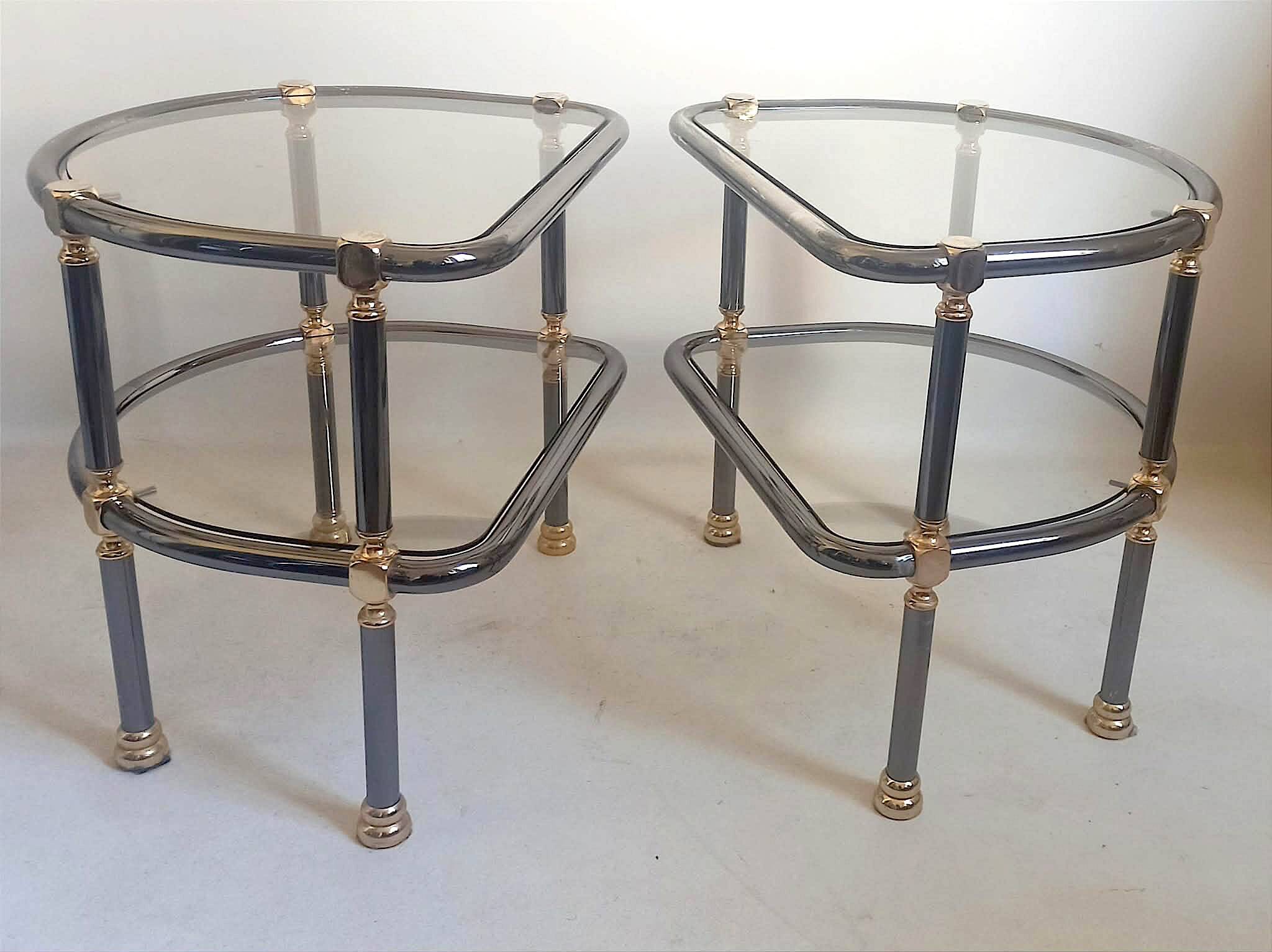 Pair of semi-circular coffee tables, 1970s