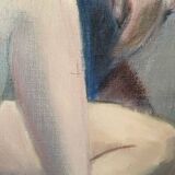 Oil on canvas portrait contemporary painting pastel tones