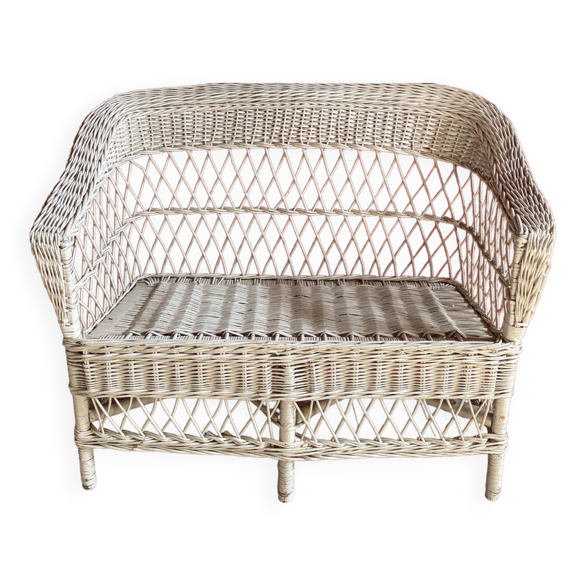 Outdoor White Rattan Sofa