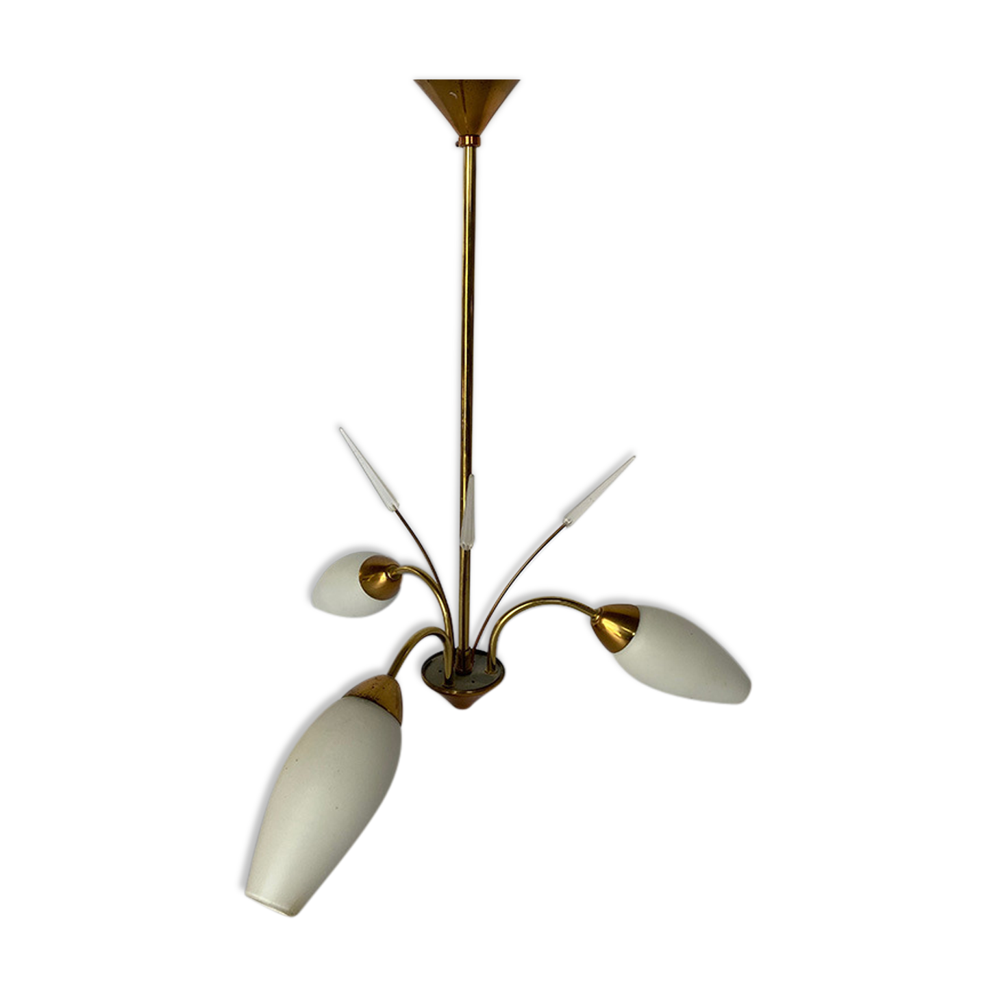 Golden and white pendant light