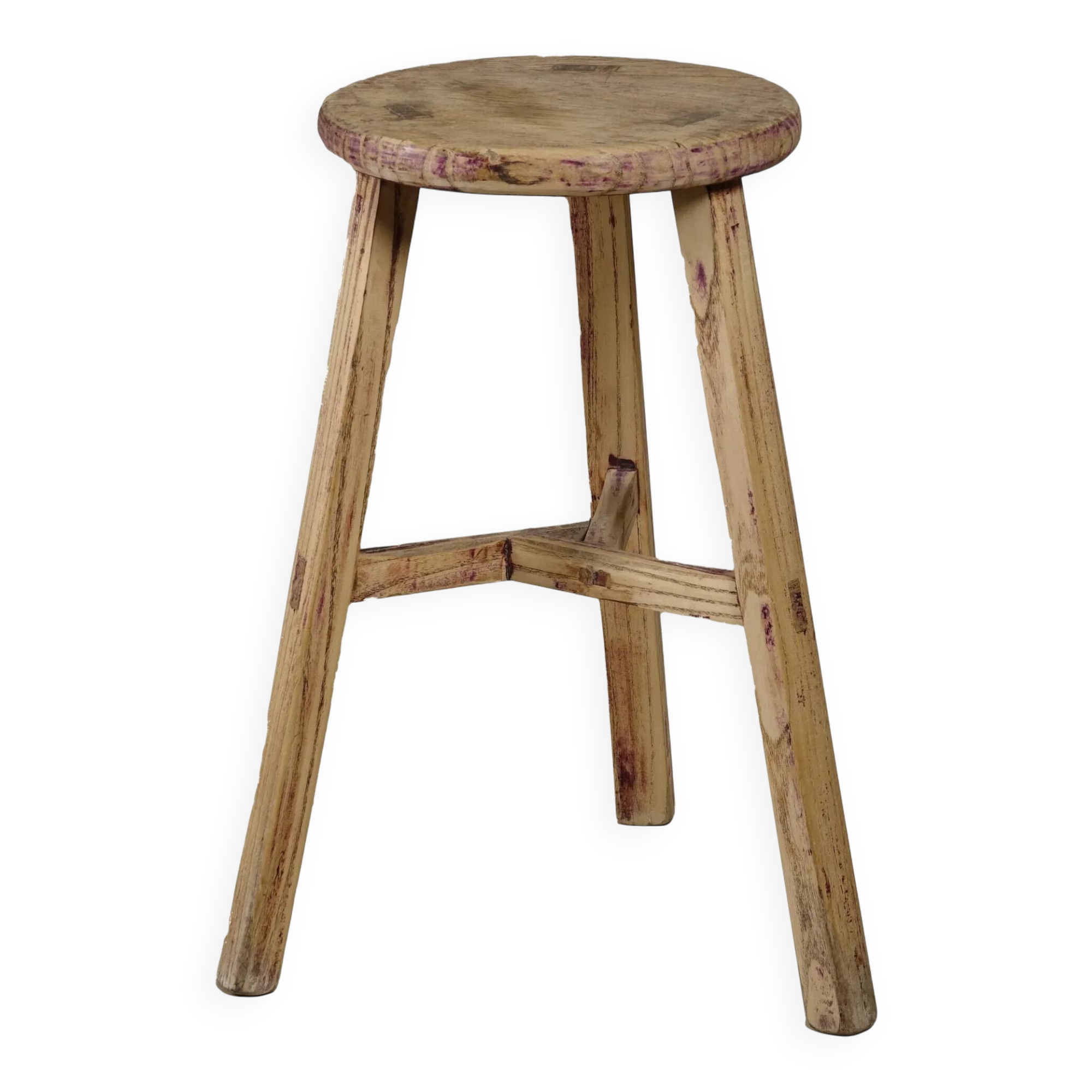 Gong - Antique Chinese elm stool, round seat no. 2