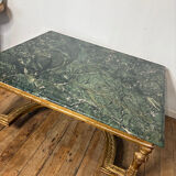 Coffee table in green marble and gilded wood, Louis XVI / Rococo style