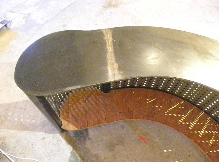 Large steel and wood counter bar