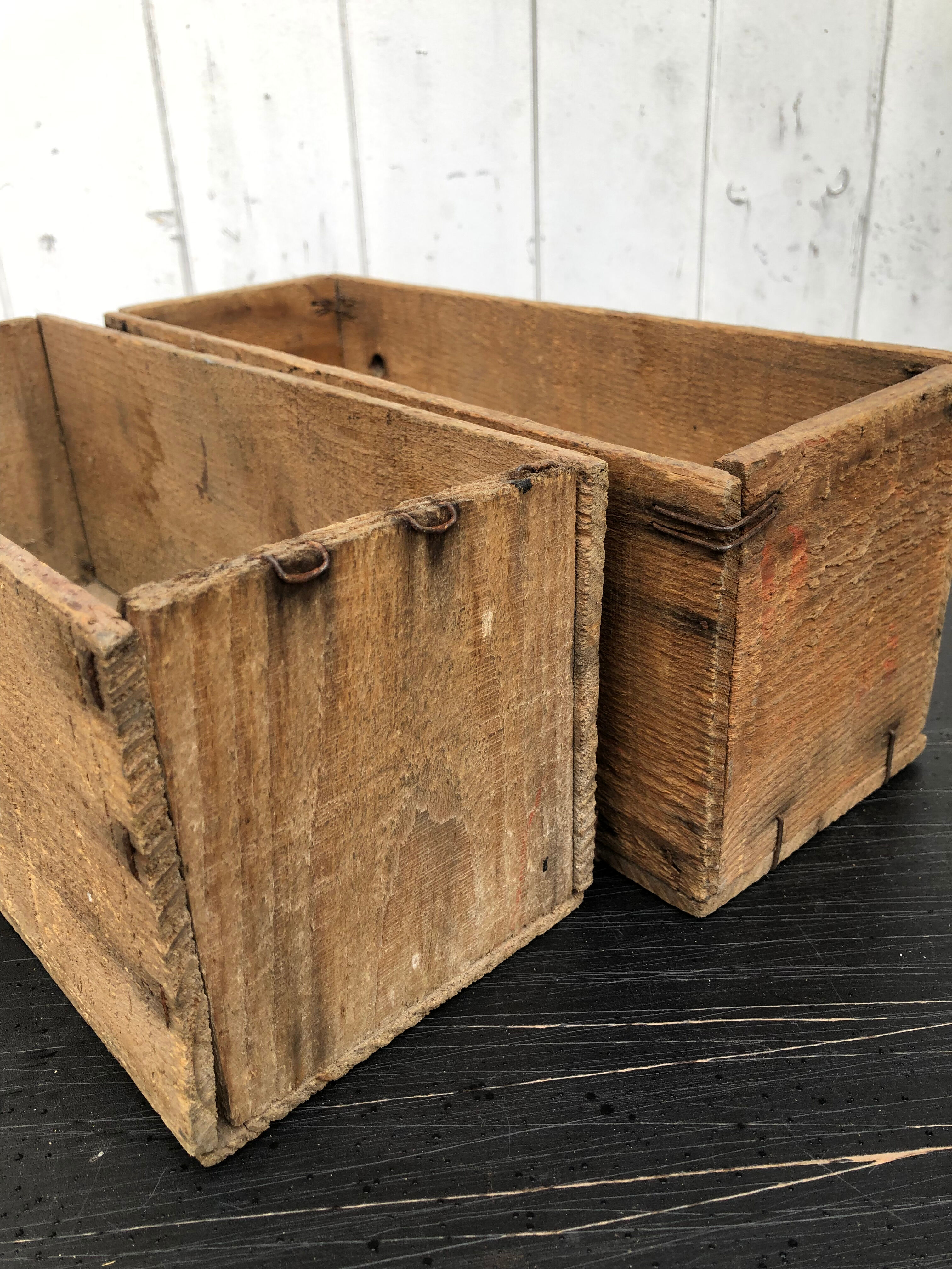 Old wood storage boxes