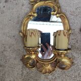 Paire d'appliques en bronze doré et miroir de style Louis XV