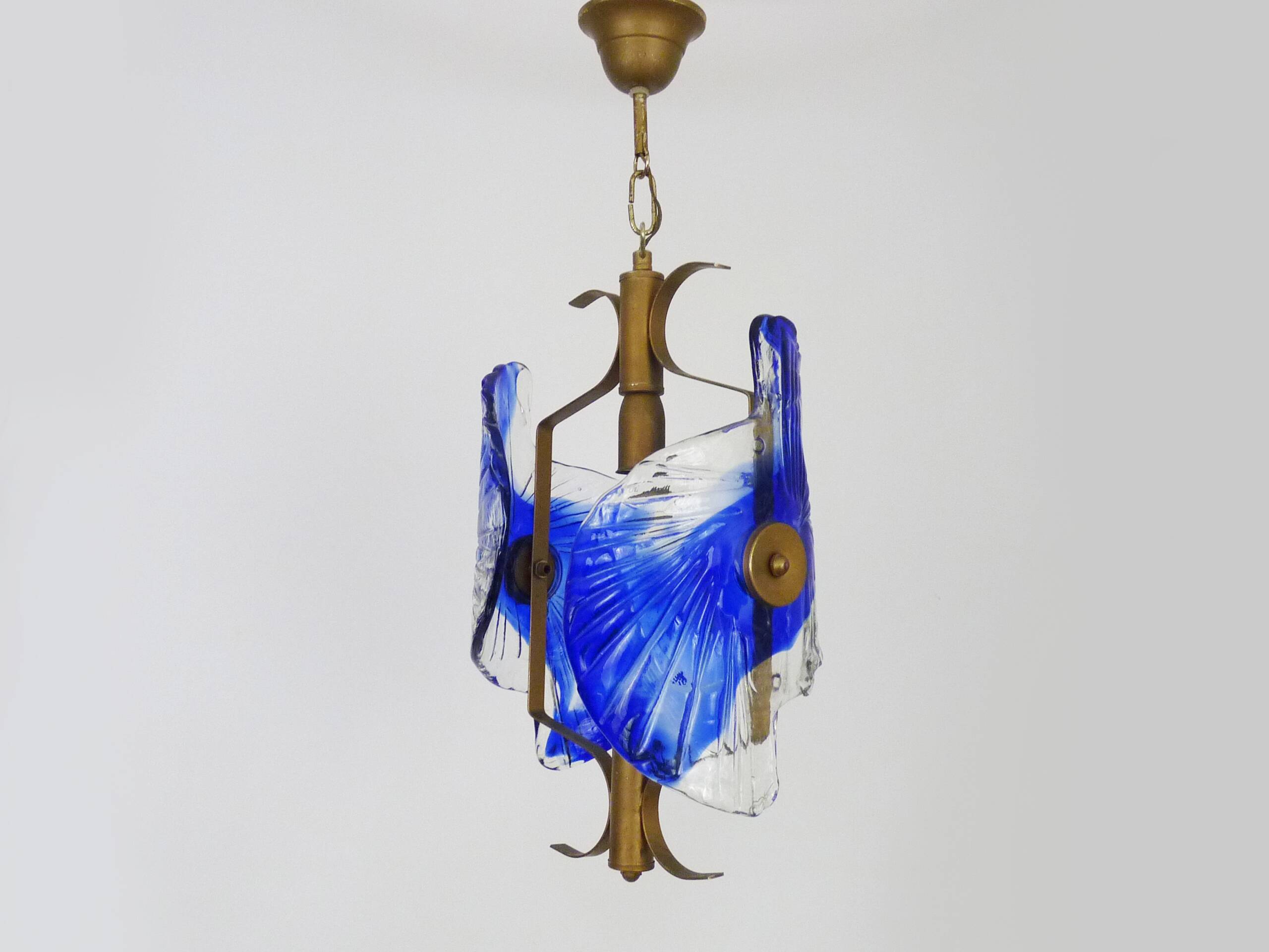 Murano blue glass chandelier suspension. 80 years