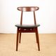 Set of 6 Thonet dining chairs, in brown lacquered wood and black leatherette, 1960.