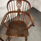 Ensemble de 3 chaises, fauteuils Windsor Low Back en orme, Angleterre, XIXe