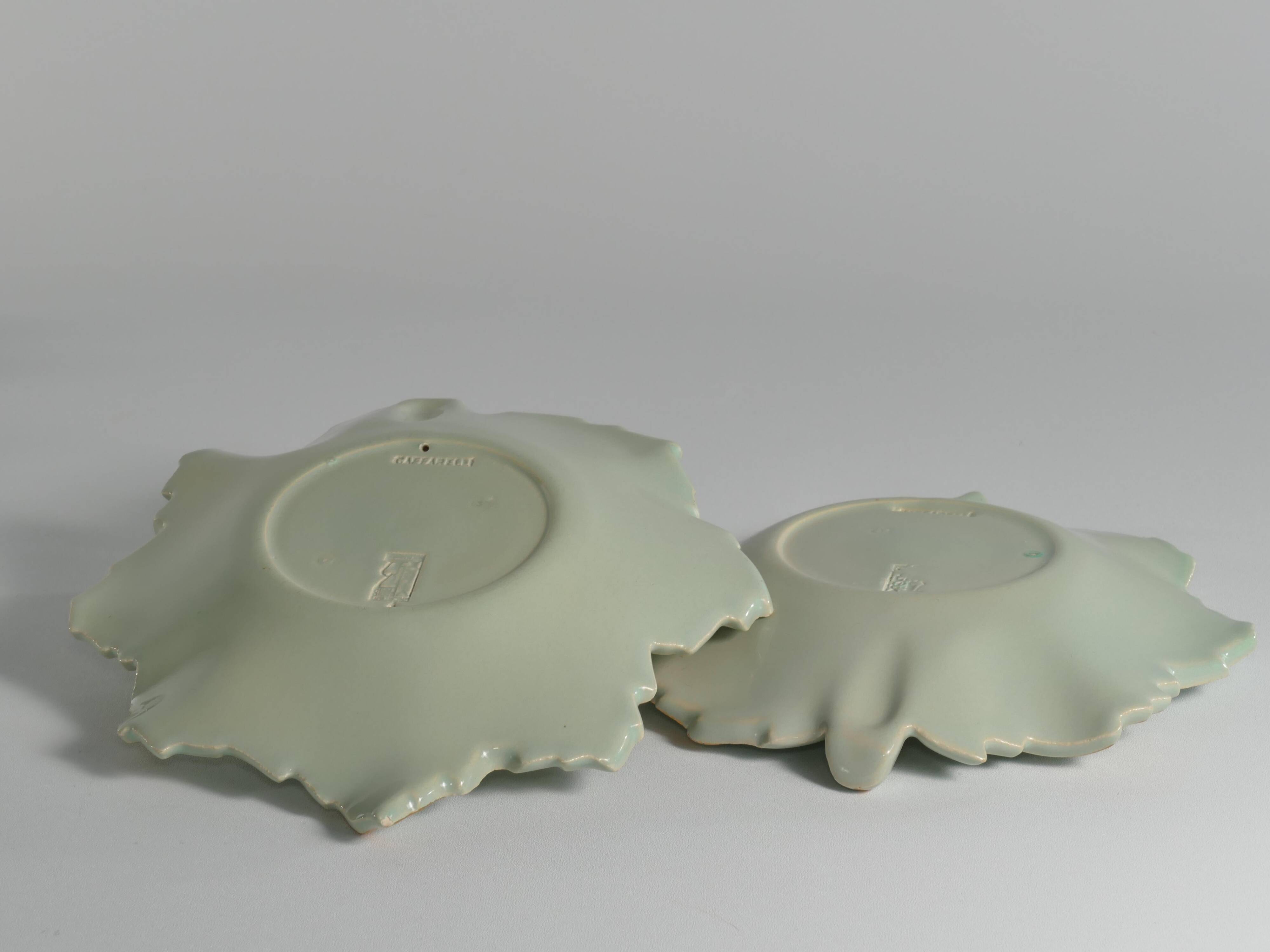 Art Deco Pistachio and Gold Leaf Plates Viloca Paris Caffarelli