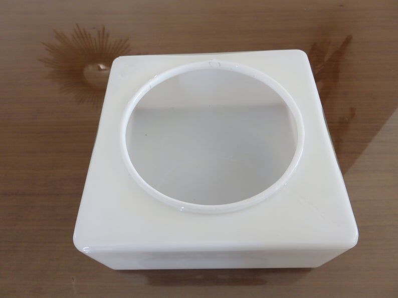 Square ceiling in 1960s white opaline