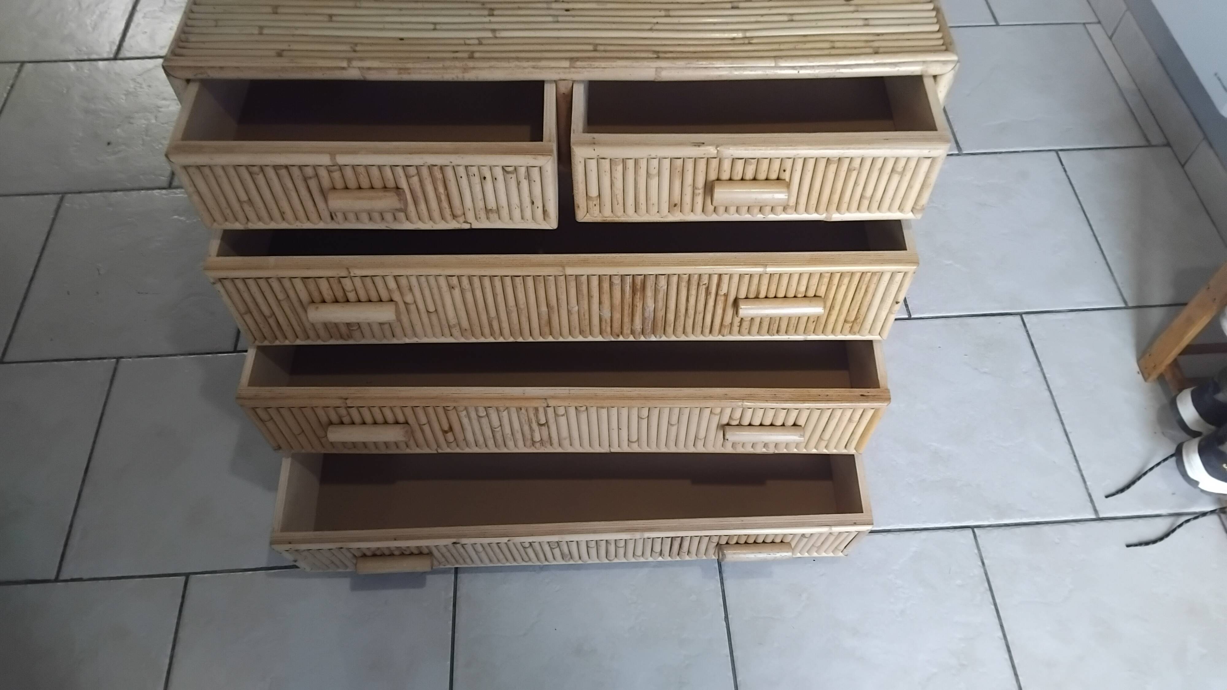 Vintage rattan chest of drawers