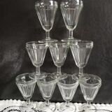 Suite of 9 old bistro wine glasses