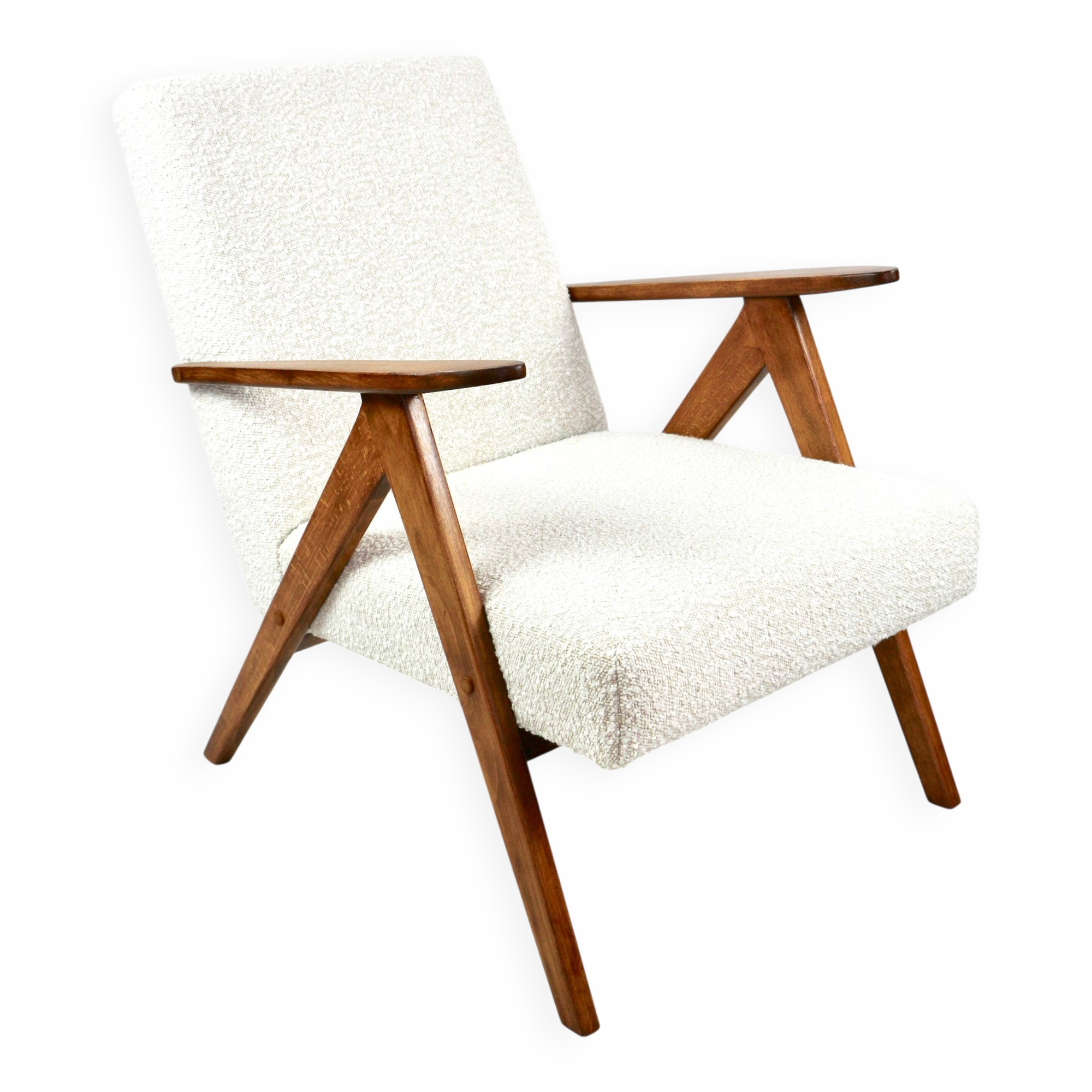 Vintage armchair B-310 VAR white structural boucle 1970s