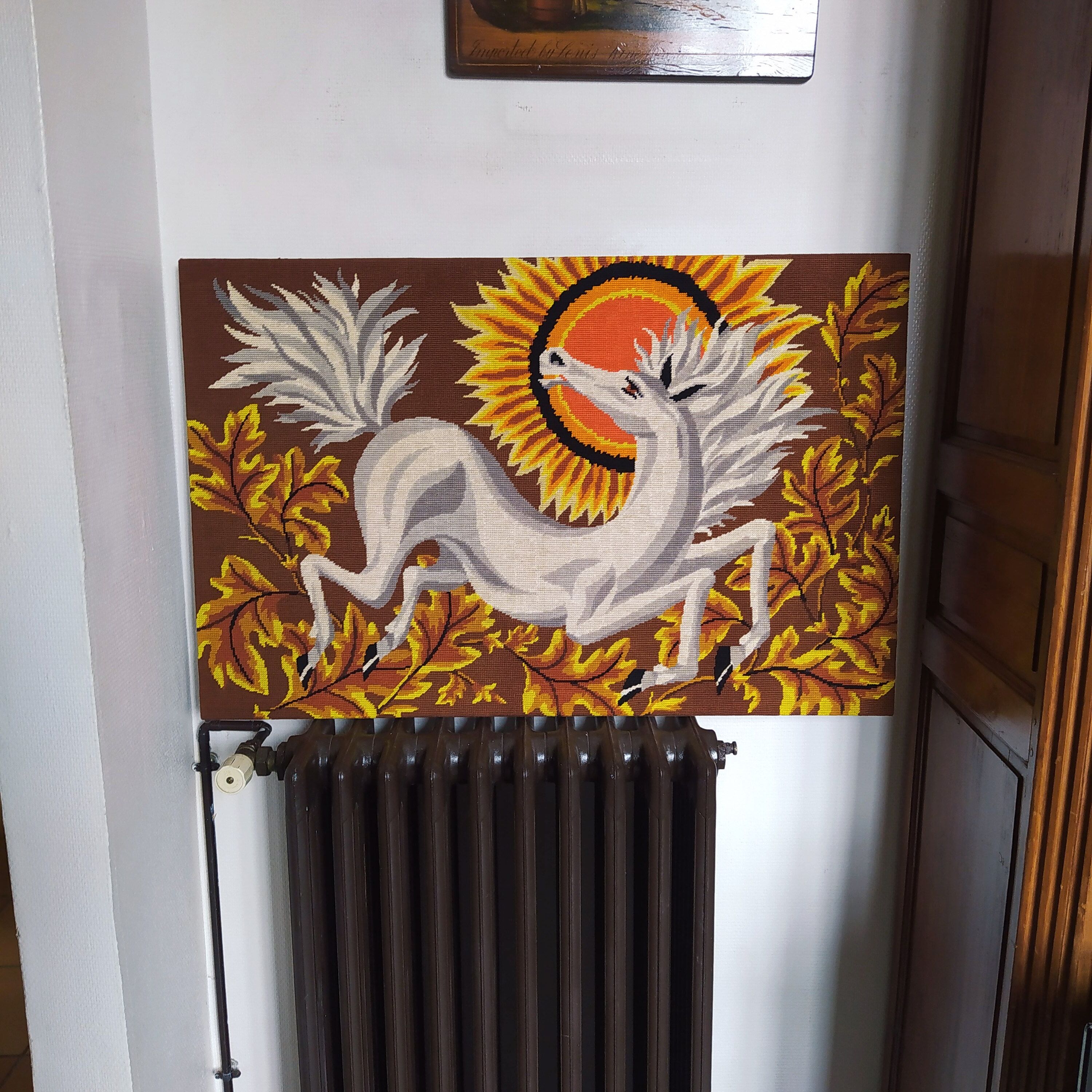 tapestry 1960 Lurcat White horse and sun Orange