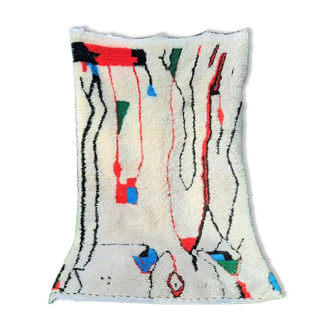 Berber carpet Azilal red green blue 155 X 255 cm