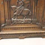 Henri II Style Oak Bonnetière with Joan of Arc Decor, Late 19th Century
