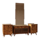 Vintage dressing table with burl veneer, large mirror and storage cabinets