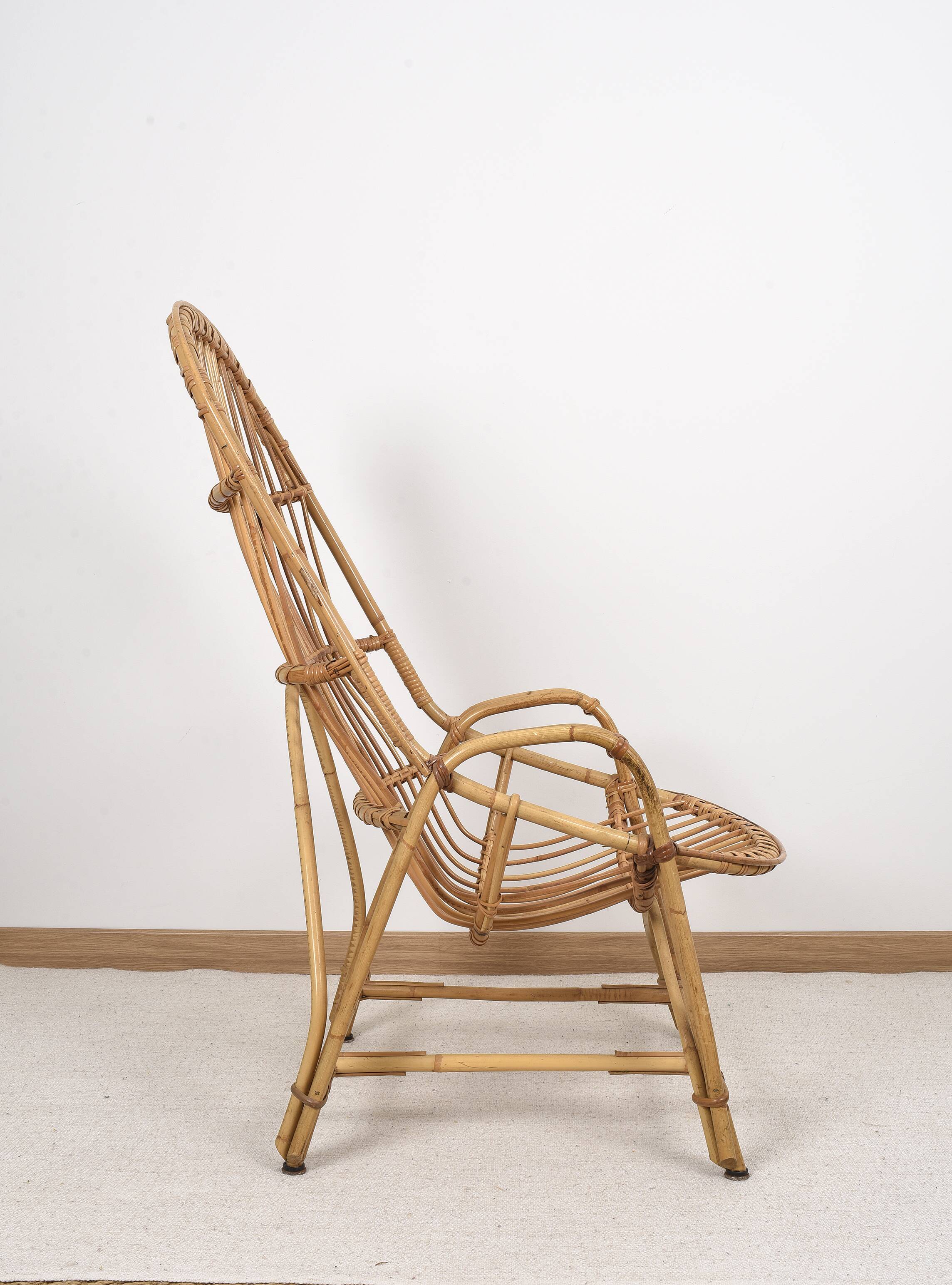 Antique, vintage rattan armchair
