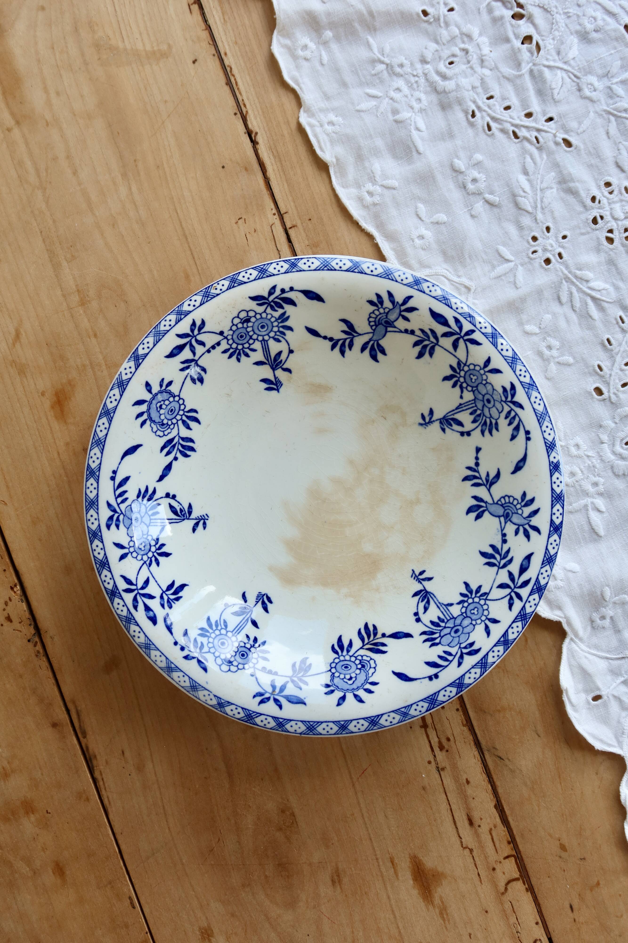 Low compote dish, old Dresden porcelain, blue and white – Fruit bowl