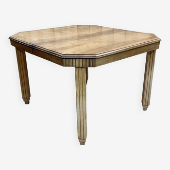 Art deco walnut dining room table with 2 leaves