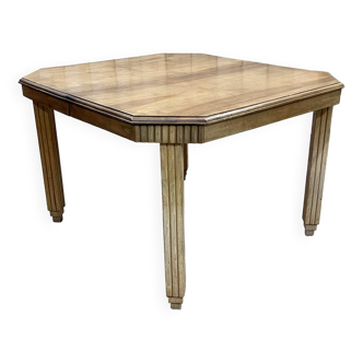 Art deco walnut dining room table with 2 leaves