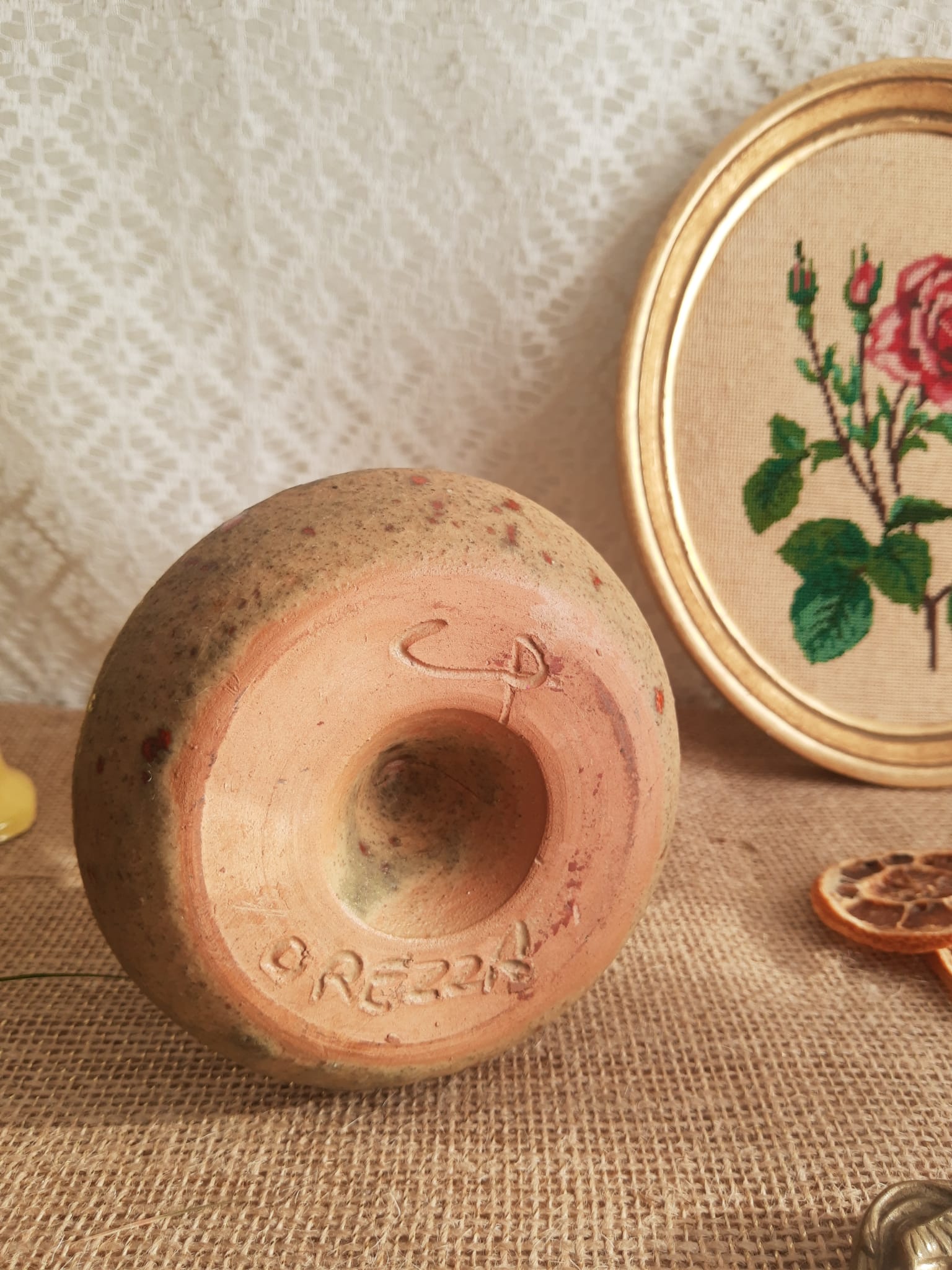 Candle holder terracotta cellar rat Orezza Campo Piano Corsica - Vintage