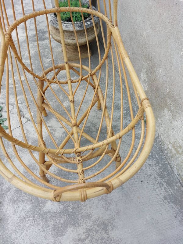 Berceau en rotin vintage 1950
