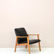 Fauteuil scandinave des années 1960 en cuir noir