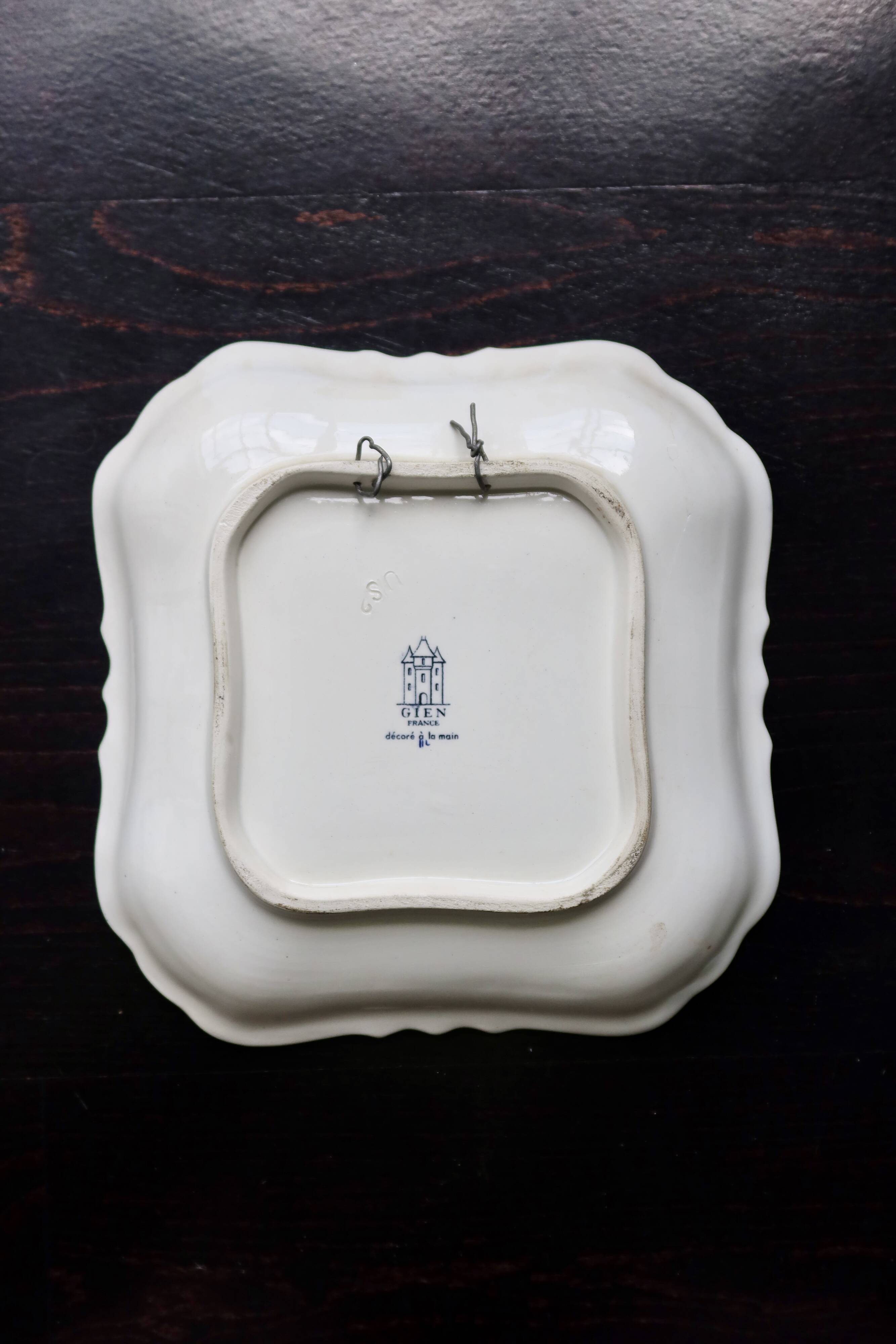 Vintage Gien earthenware square bowl with paisley pattern, 1960s