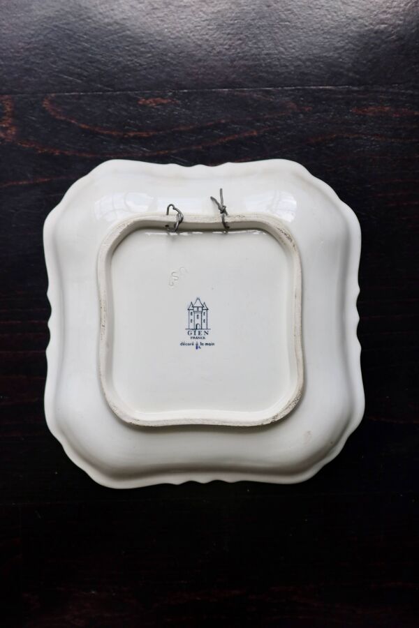 Plat carré creux vintage Gien faïence motif cachemire années 60