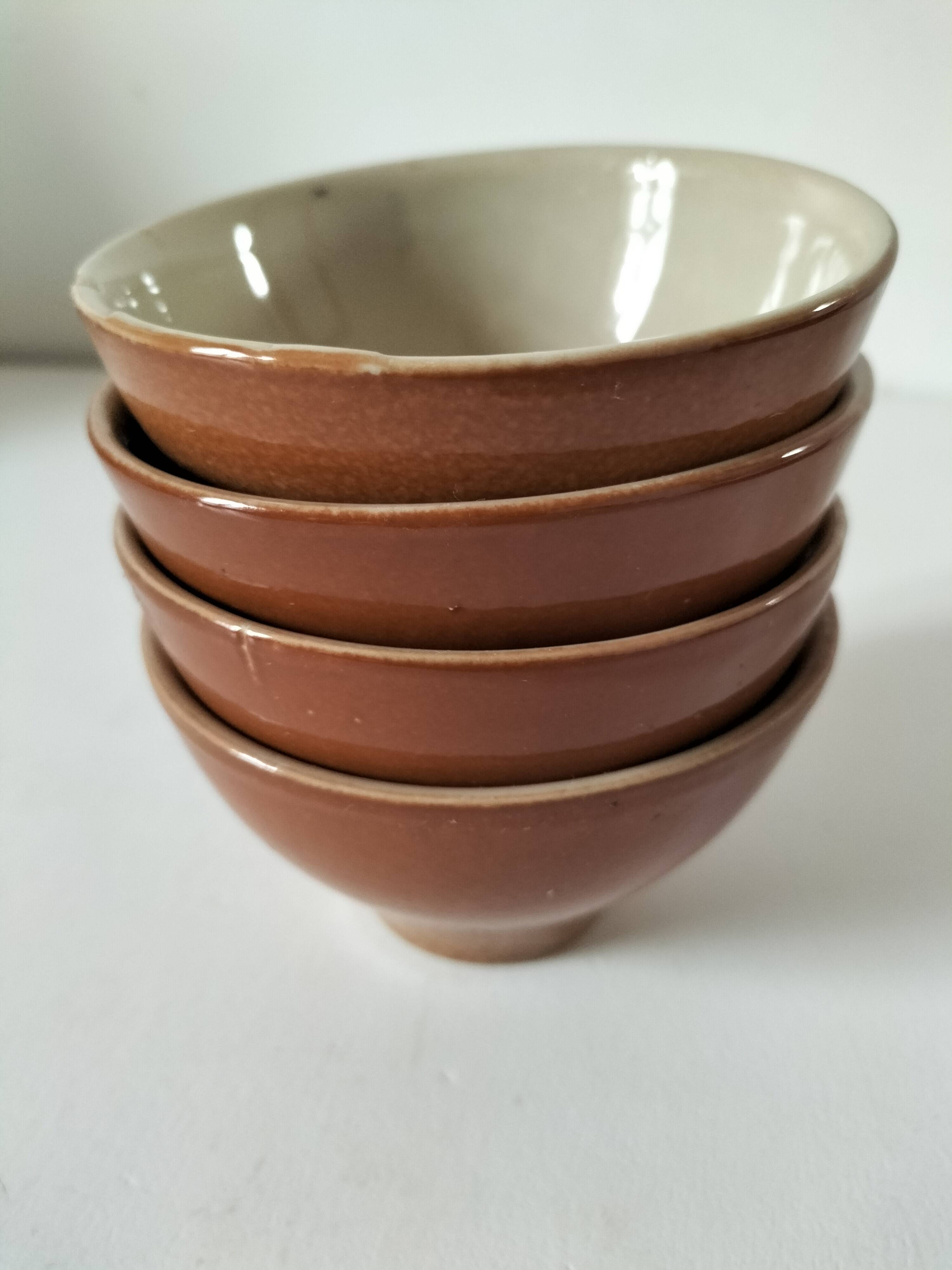 Set of 4 small glazed earthenware bowls