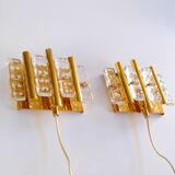 Paire d'appliques murales Carl Fagerlund du milieu du siècle pour Orrefors, Suède, vers 1960