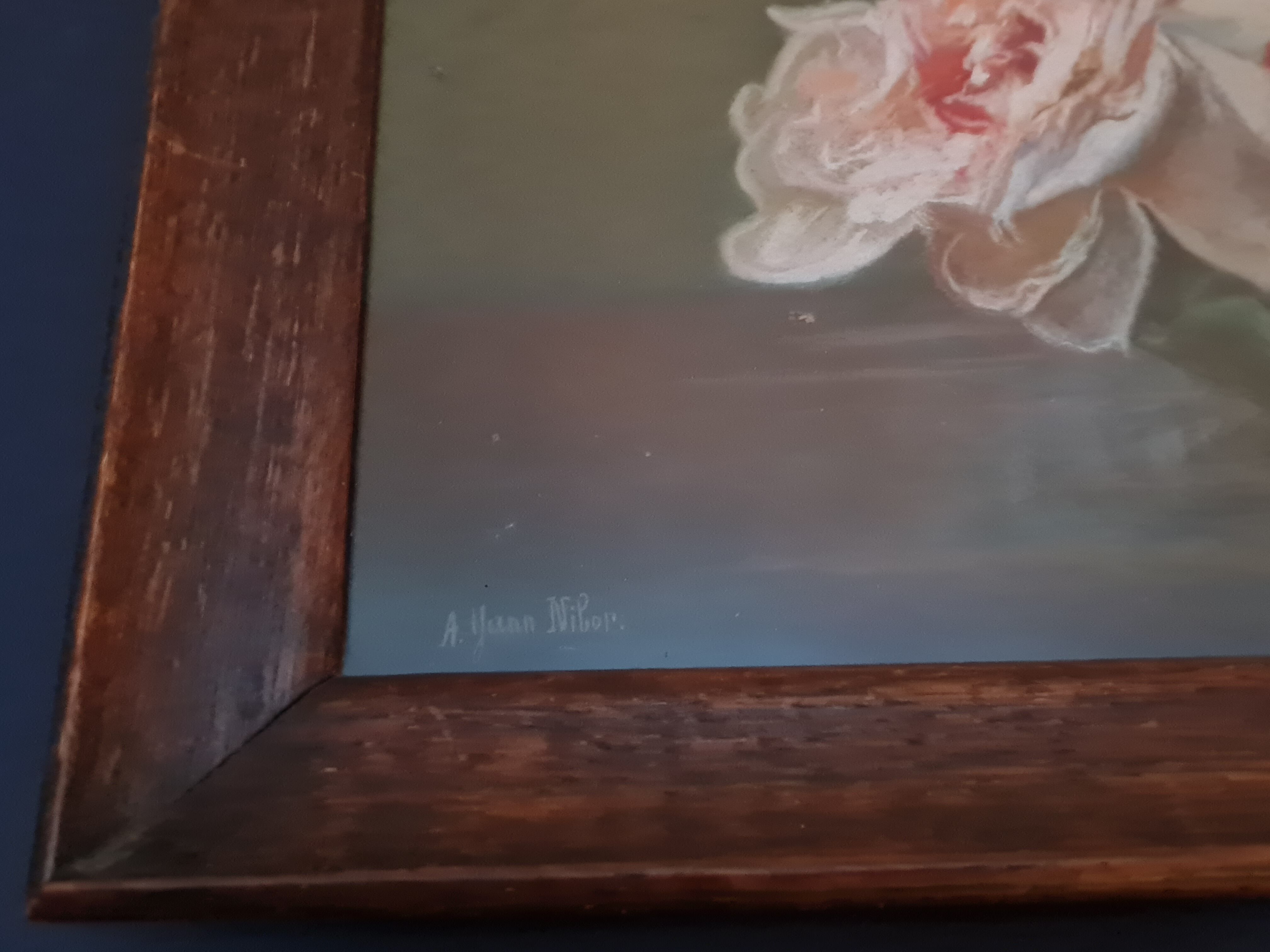 Pastel painting cut of peonies