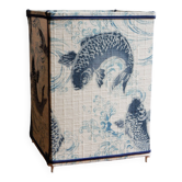 Lampe lanterne en tissu japonais vintage motif carpe koï