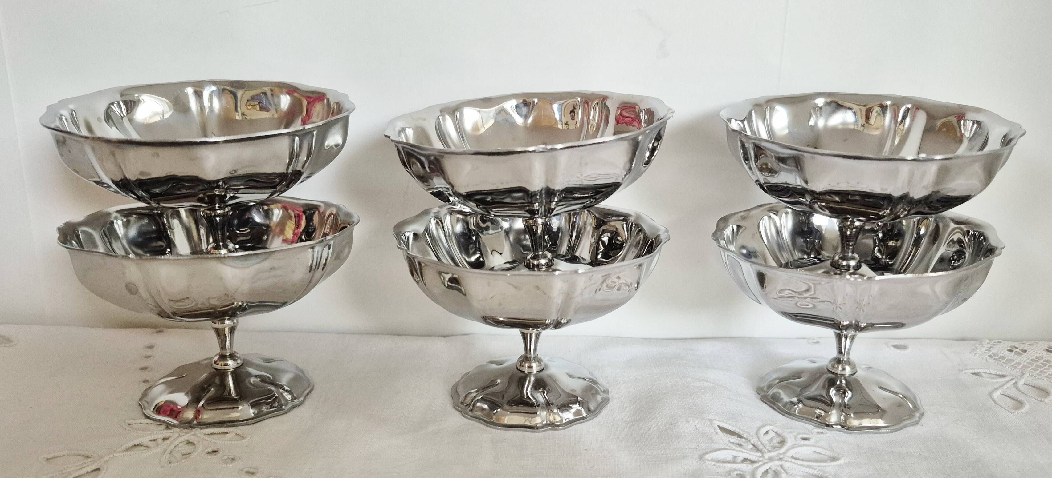 Set of 6 ice cream cups, Jean Couzon box, in 18/10 stainless steel