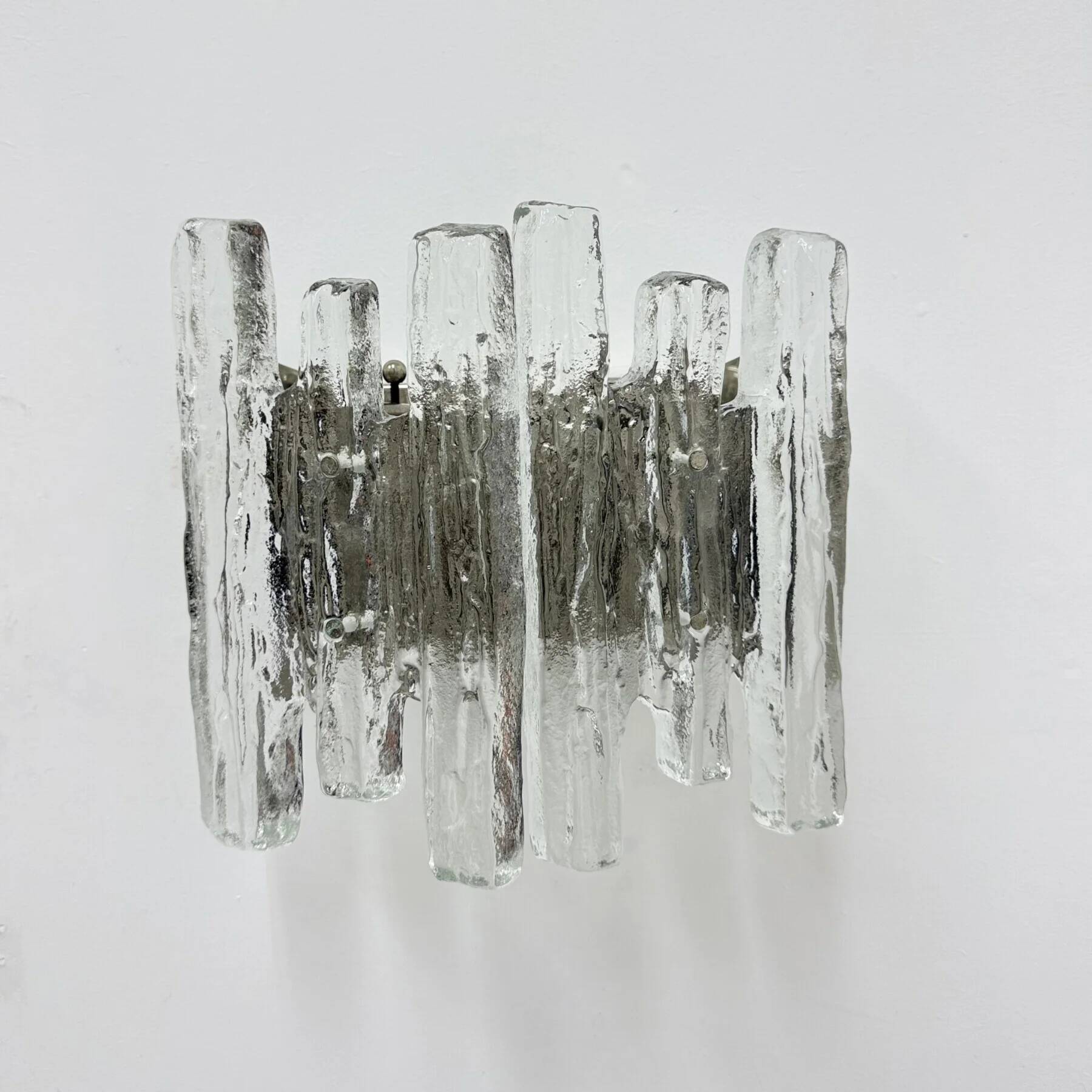 Wall sconce ice glass and metal by J.T. Kalmar for Kalmar, 60s