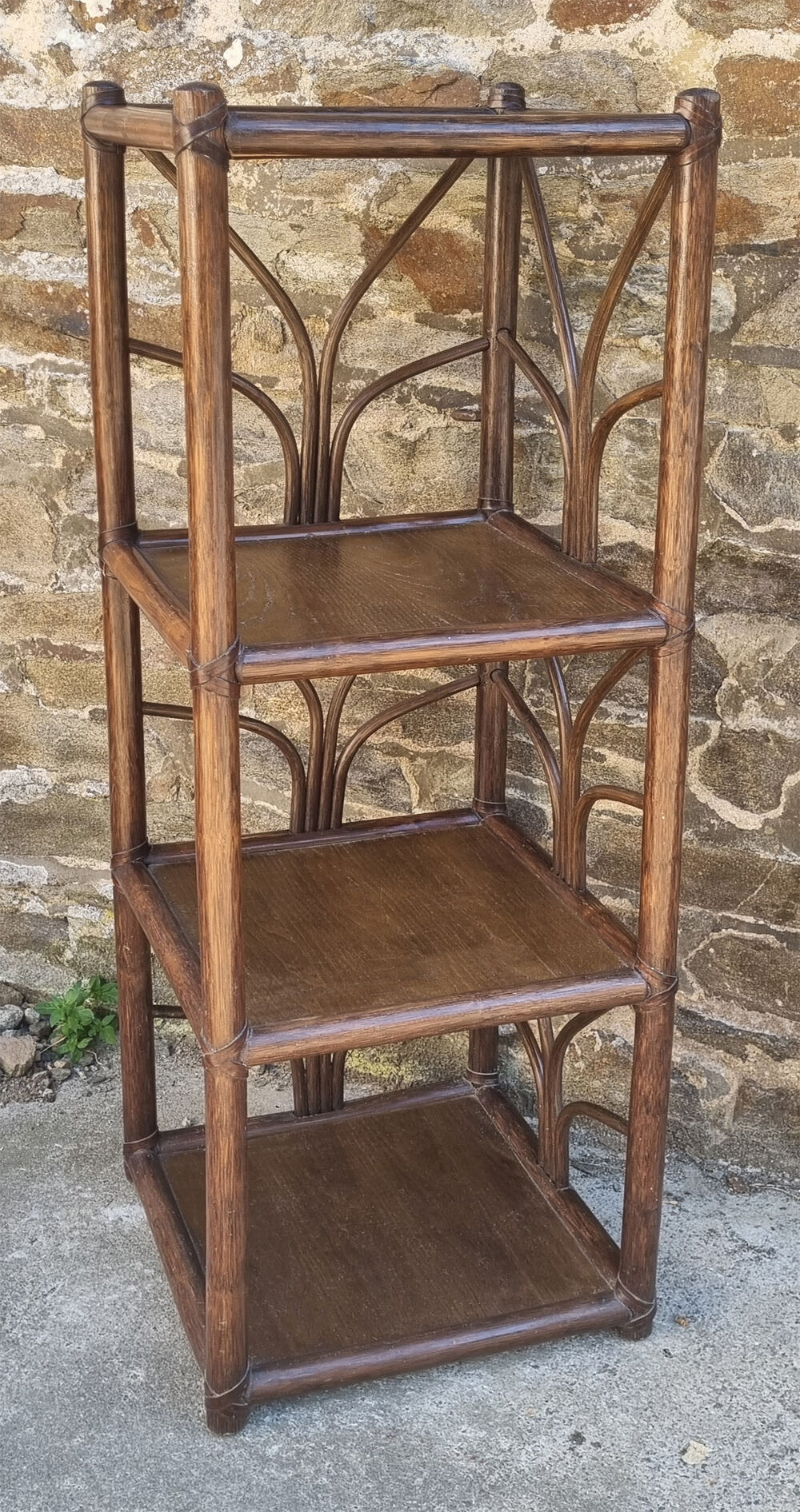 High shelf in vintage bamboo and rattan, 60s