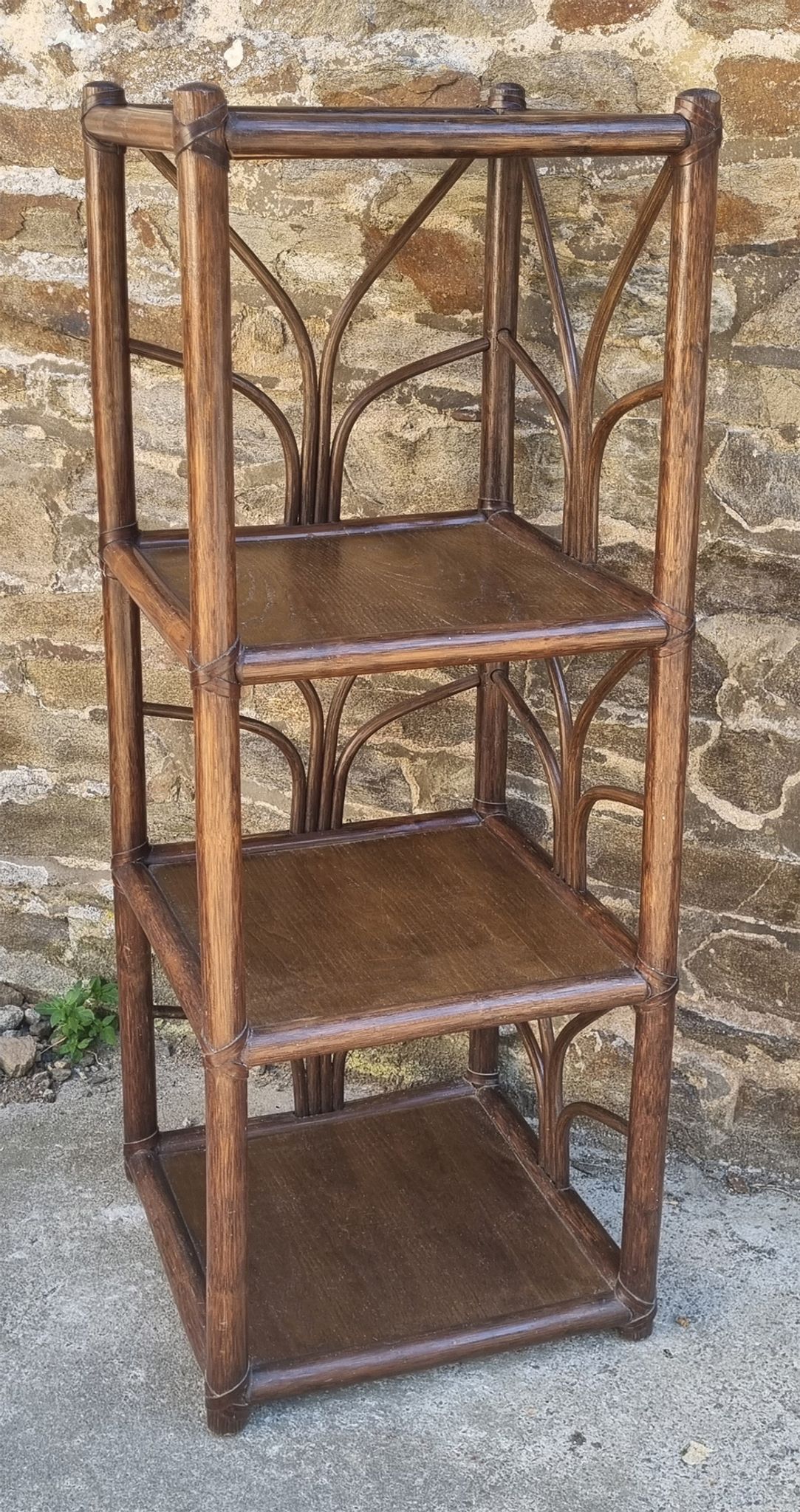 High shelf in vintage bamboo and rattan, 60s