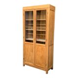 Parisian glass cabinet in solid raw oak, 1950