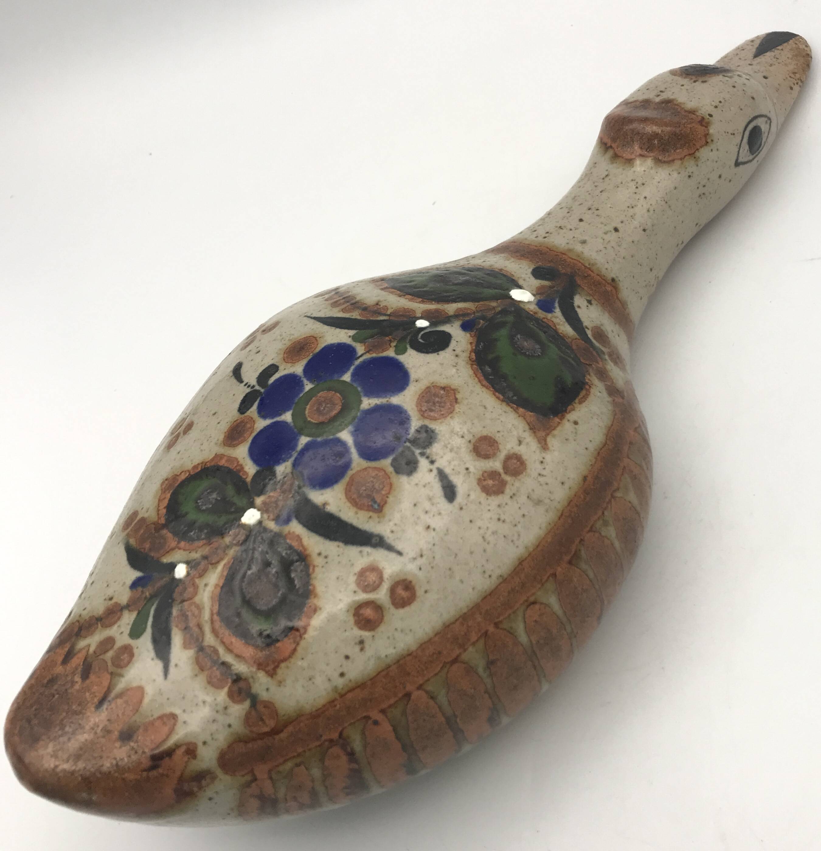 Ceramic Duck from Mexico, floral painting decoration