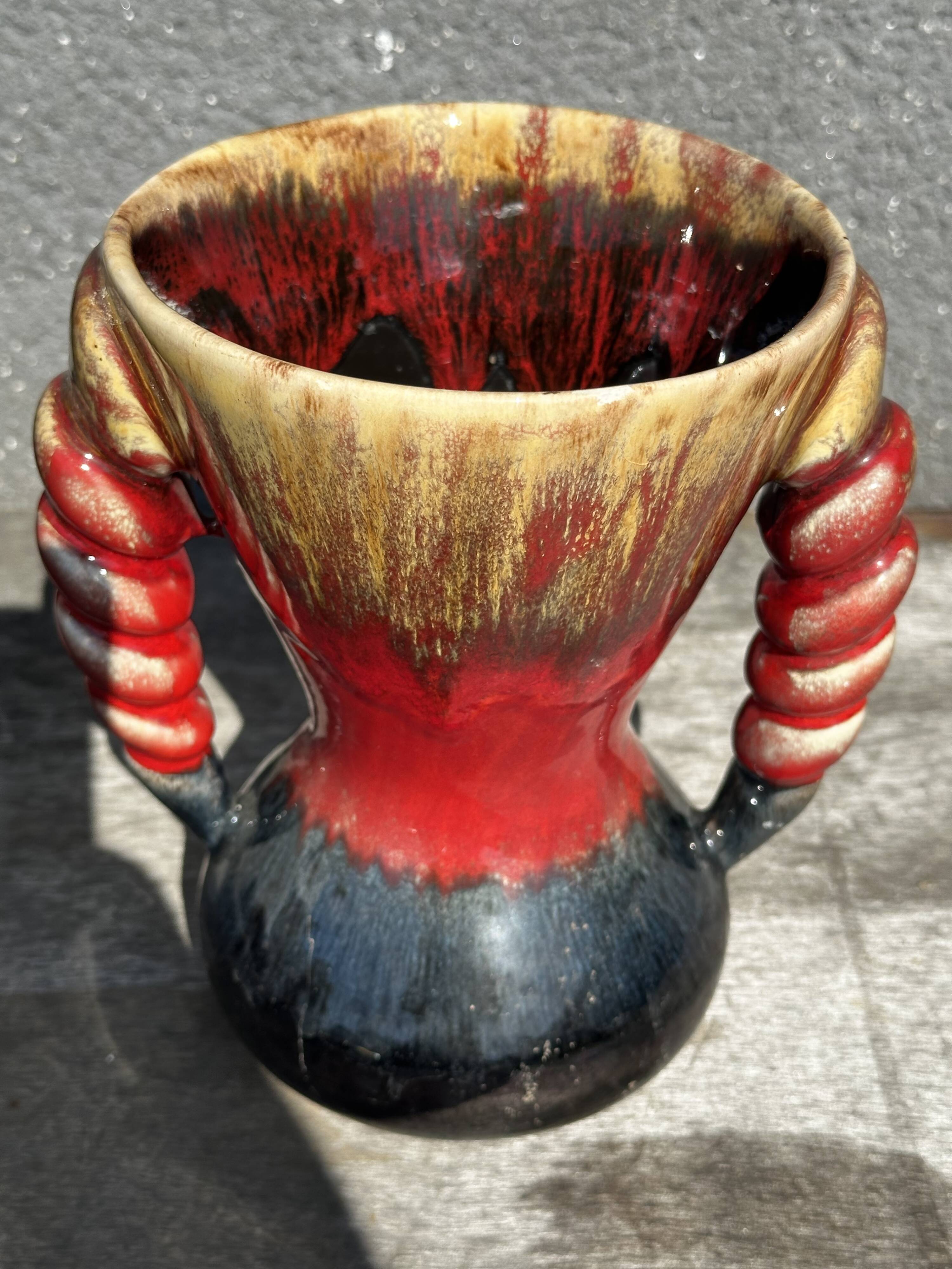 Vintage ceramic vase from Vallauris, signed JAC