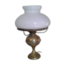 Brass and opaline oil lamp