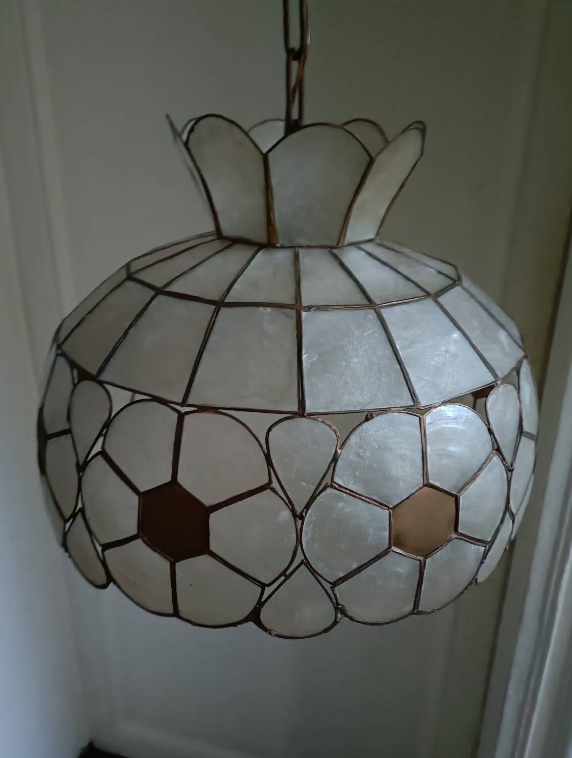 Mother-of-pearl and brass lampshade