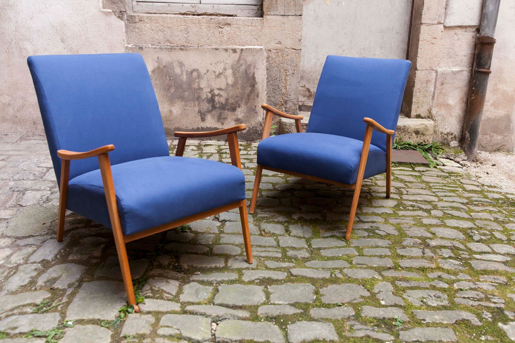 Pair of Scandinavian armchairs from the 60s new fabrics and foam