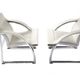 Pair of De Sede Armchairs in White Leather and Steel, Switzerland 1970's