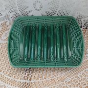 Antique Barbotine dish with asparagus motifs