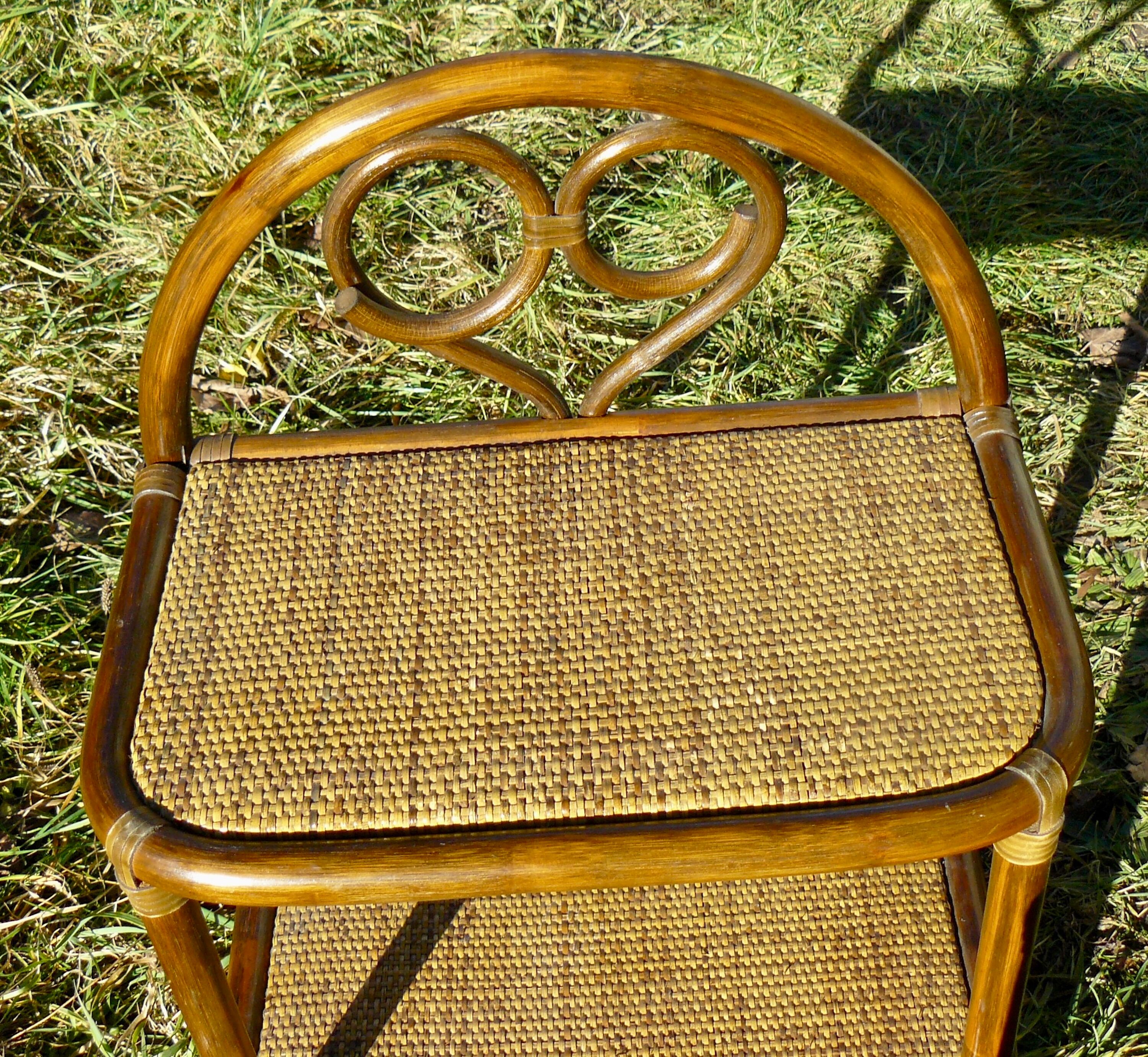 Pair of vintage rattan bedside tables 1970