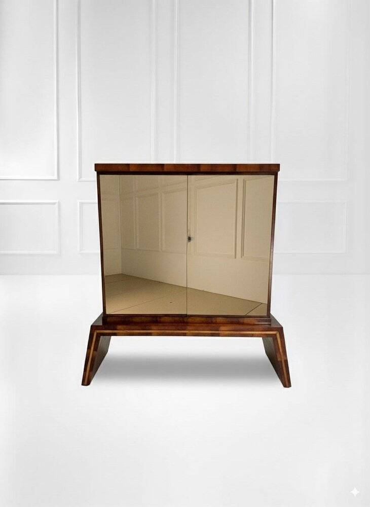 Mid-Century Modern Italian Mirrored Dry Bar Cabinet, 1950s